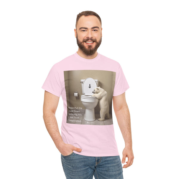 Please Put the Seat Down, Seriously, It's Not that Complicated, Polar Bear Toilet Seat Down, Seat Down Reminder Shirt #5004STS
