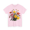 Wildflowers and Pink & Yellow Roses, Graphic T-Shirts for Women, Floral Shirt, Womens Short Sleeve, Ladies Graphic Tees #5138TTS