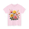 Wildflowers and Pink & Yellow Roses, Graphic T-Shirts for Women, Floral Shirt, Womens Short Sleeve, Ladies Graphic Tees #5146TTS