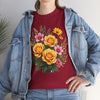 Wildflowers and Yellow Roses, Graphic T-Shirts for Women, Floral Shirt, Womens Short Sleeve, Ladies Graphic Tees #5135TTS