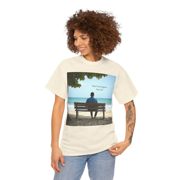 Have You Forgiven Your Ex?  Man on Bench Looking at Waves, Forgiving T-Shirt, Forgiveness, Relationship Healing Top #5005STS