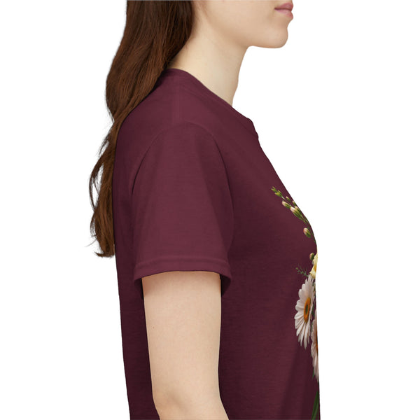 Wildflowers and Pink & Yellow Roses, Graphic T-Shirts for Women, Floral Shirt, Womens Short Sleeve, Ladies Graphic Tees #5136TTS