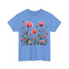 Wildflowers and Pink Roses, Graphic T-Shirts for Women, Floral Shirt, Womens Short Sleeve, Ladies Graphic Tees #5022TTS