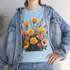Wildflowers and Pink & Yellow Roses, Graphic T-Shirts for Women, Floral Shirt, Womens Short Sleeve, Ladies Graphic Tees #5141TTS