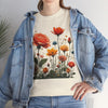 Wildflowers and Orange Roses, Graphic T-Shirts for Women, Floral Shirt, Womens Short Sleeve, Ladies Graphic Tees #5044TTS