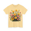 Wildflowers and Pink & Yellow Roses, Graphic T-Shirts for Women, Floral Shirt, Womens Short Sleeve, Ladies Graphic Tees #5141TTS