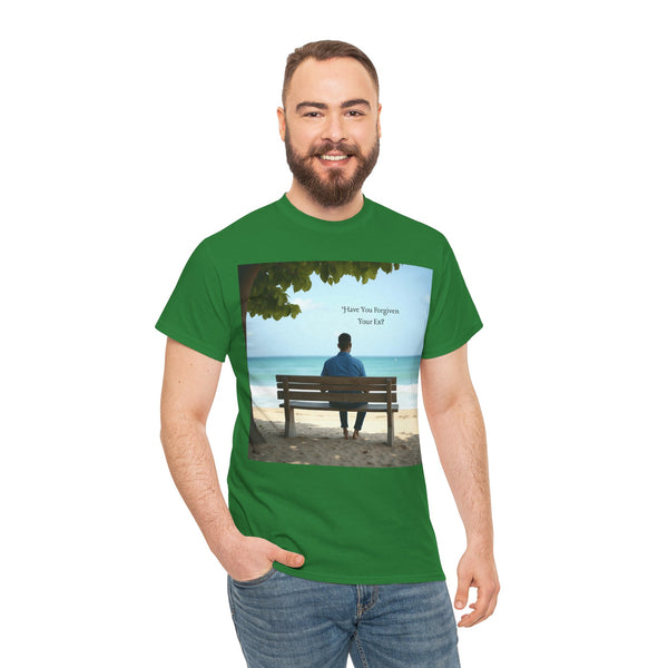Have You Forgiven Your Ex?  Man on Bench Looking at Waves, Forgiving T-Shirt, Forgiveness, Relationship Healing Top #5005STS
