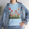 Wildflowers and Pink Roses, Graphic T-Shirts for Women, Floral Shirt, Womens Short Sleeve, Ladies Graphic Tees #5020TTS