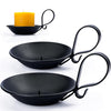 AGLARY 2PCS Matte Black Iron Pillar Candle Holders, with Handle, Simple Industrial Style ,Table Centerpiece Decoration,with Safety Spike.