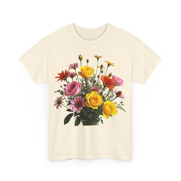 Wildflowers and Pink & Yellow Roses, Graphic T-Shirts for Women, Floral Shirt, Womens Short Sleeve, Ladies Graphic Tees #5138TTS