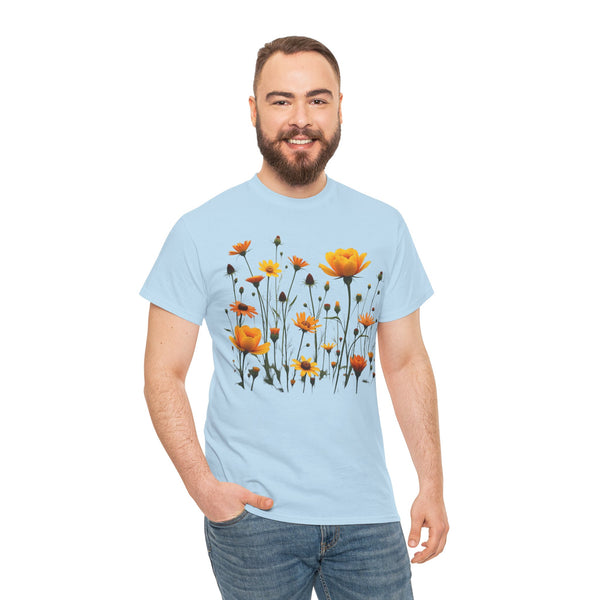 Wildflowers and Yellow Roses, Graphic T-Shirts for Women, Floral Shirt, Womens Short Sleeve, Ladies Graphic Tees #5011TTS