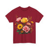 Wildflowers and Pink & Yellow Roses, Graphic T-Shirts for Women, Floral Shirt, Womens Short Sleeve, Ladies Graphic Tees #5146TTS