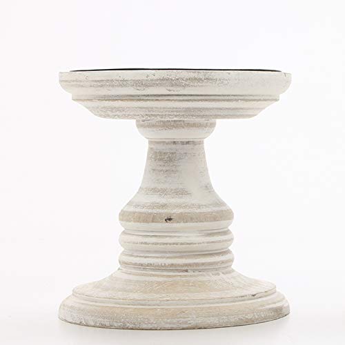 Hosley's Set of 2 White Wood Pillar Holders - 5" High. Ideal Gift for Weddings, Special Occasion, Spa, Aromatherapy Settings, Candle Gardens W1