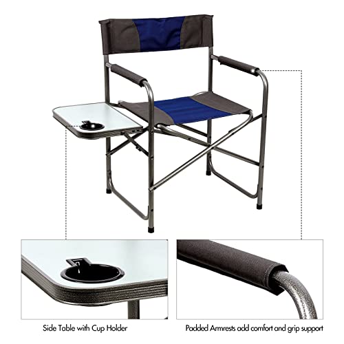 PORTAL Director Chairs, Foldable, Alloy Steel, Blue/Grey