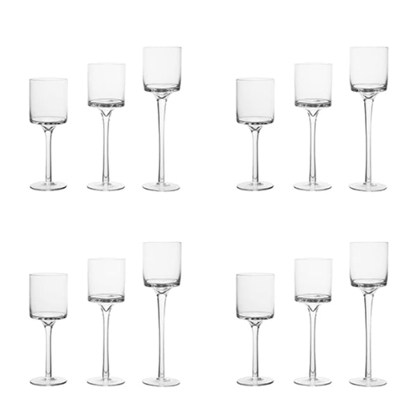 4 Sets (12 Pcs) Candlestick & Tealight Candle Holders Tall High Elegant Clear Glass Tealight Holder Suitable for Candles Under 6cm (2.36") in Diameter Fit Home Party Wedding Table Centerpiece Decor