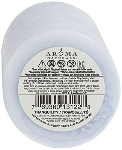 Aroma Naturals Essential Oil Scented Pillar Candle, Tranquility, 2.75 Inch X 5 Inch, Lavender, 1 Pound