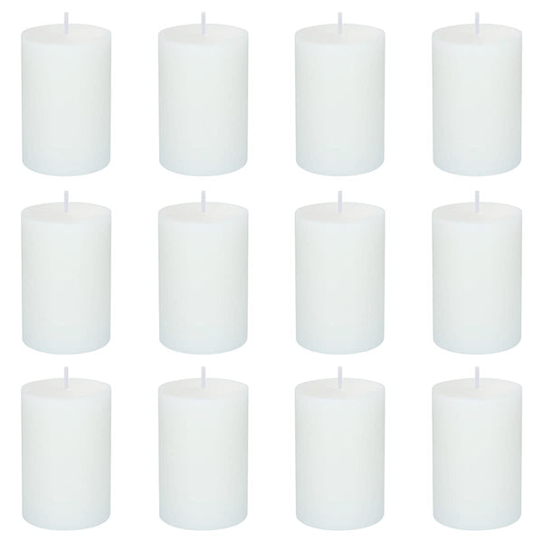 12 Pack 2x3 Inch Pillar Candles, Unscented Column Candles for Home Restaurants Spa Church Weddings, Smokeless Dripless and Clean Burning Emergency Candle - White