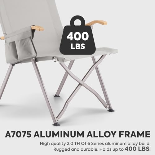 ICECO Ha1600 Adjustable Camping Chairs for Adults, Foldable High Back Camping Chair, Portable Folding Chairs for Outside, Reclining Outdoor Chair with Storage Bag, 400LBS, 10 Years Warranty