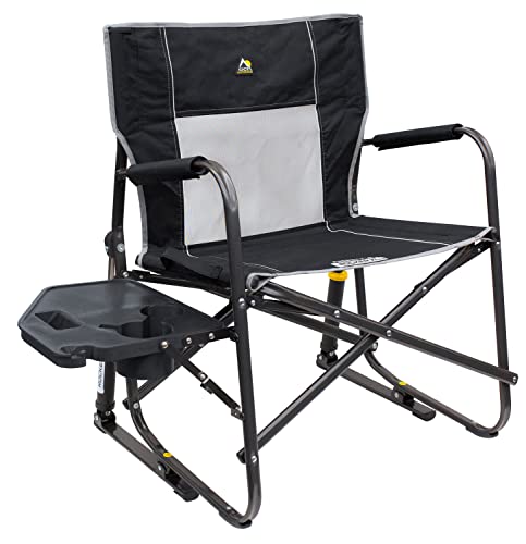 GCI Outdoor Freestyle Rocker XL with Side Table Camping Chair | Portable Folding Rocking Chair with Solid, Durable Armrests, Drink Holder & Comfortable Backrest — Cinnamon