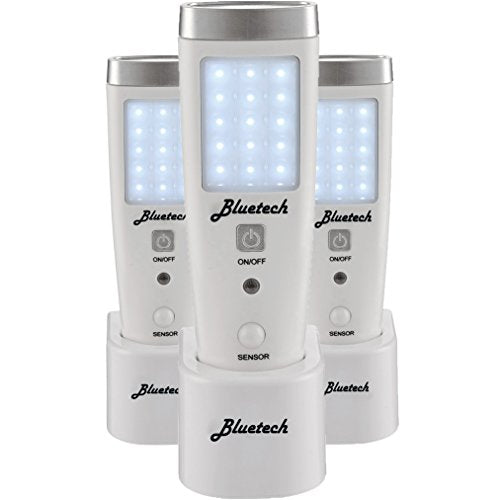 BLUETECH Avalon LED Flashlight Night Light for Emergency Preparedness, Portable Unit with Motion Detection,Power Failure Light, ETL Approved Blackout Light- 3 Pack, White