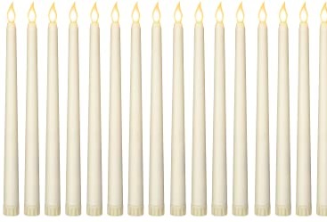 36 Pieces Flameless Taper Candles 11 Inch Flickering Candle Lights Faux LED Candles Battery Operated Candles Electric Fake Candles for Christmas Halloween Birthday Wedding Party Supplies (Ivory)