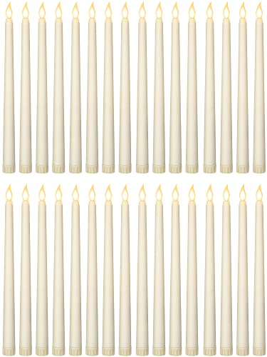 Treela 24 Pcs Flameless Taper Candles Bulk LED Tapered Battery Operated Candles for Easter Valentine's Day Birthday Wedding Party Church Table Decoration