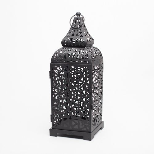 Richland Moroccan Temple Metal Lantern Black 15" Set of 10
