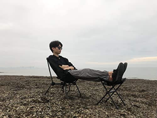 AnYoker Camping Chair, 2 Way Compact Backpacking Chair, Portable Folding Chair, Beach Chair with Side Pocket, Lightweight Hiking Chair Low Back Chair 0177 (Black)
