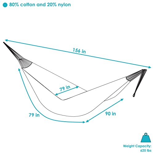 Sunnydaze Handwoven XXL Thick Cord Mayan Family Hammock - 625-Pound Capacity - Black/Natural