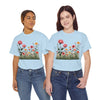 Wildflowers and Pink Roses, Graphic T-Shirts for Women, Floral Shirt, Womens Short Sleeve, Ladies Graphic Tees #5020TTS