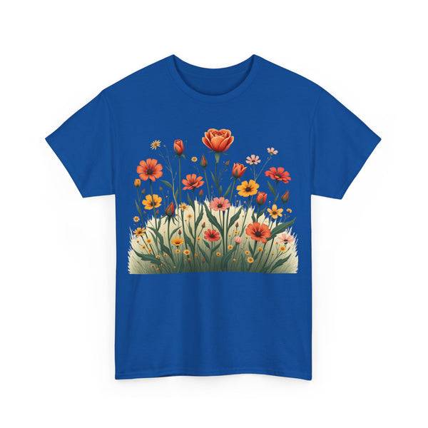 Wildflowers and Orange Roses, Graphic T-Shirts for Women, Floral Shirt, Womens Short Sleeve, Ladies Graphic Tees #5047TTS