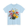 Wildflowers and Pink & Yellow Roses, Graphic T-Shirts for Women, Floral Shirt, Womens Short Sleeve, Ladies Graphic Tees #5138TTS