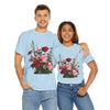 Wildflowers and Red & Pink Roses, Graphic T-Shirts for Women, Floral Shirt, Womens Short Sleeve, Ladies Graphic Tees #5132TTS