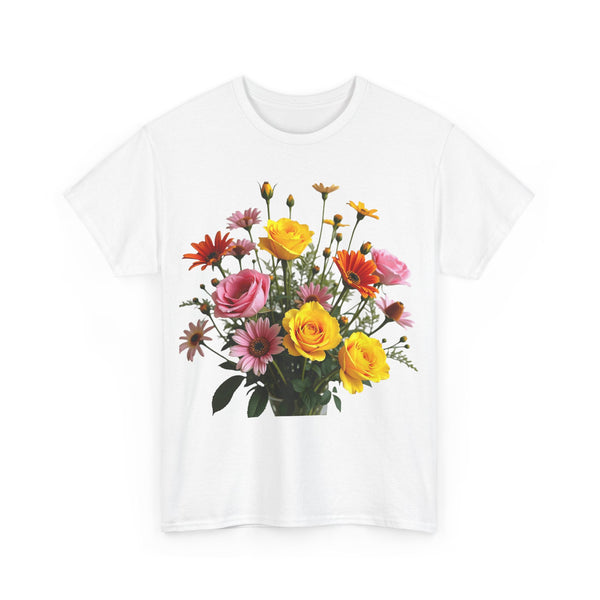 Wildflowers and Pink & Yellow Roses, Graphic T-Shirts for Women, Floral Shirt, Womens Short Sleeve, Ladies Graphic Tees #5138TTS