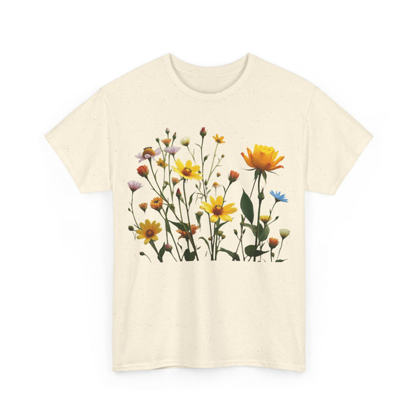 Wildflowers and a Yellow Rose, Graphic T-Shirts for Women, Floral Shirt, Womens Short Sleeve, Ladies Graphic Tees #5009TTS