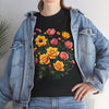 Wildflowers and Pink & Yellow Roses, Graphic T-Shirts for Women, Floral Shirt, Womens Short Sleeve, Ladies Graphic Tees #5139TTS