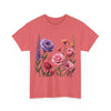 Wildflowers and Pink/Violet Roses, Graphic T-Shirts for Women, Floral Shirt, Womens Short Sleeve, Ladies Graphic Tees #5100TTS