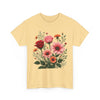 Wildflowers and Pink & Red Roses, Graphic T-Shirts for Women, Floral Shirt, Womens Short Sleeve, Ladies Graphic Tees #5133TTS