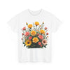 Wildflowers and Pink & Yellow Roses, Graphic T-Shirts for Women, Floral Shirt, Womens Short Sleeve, Ladies Graphic Tees #5141TTS