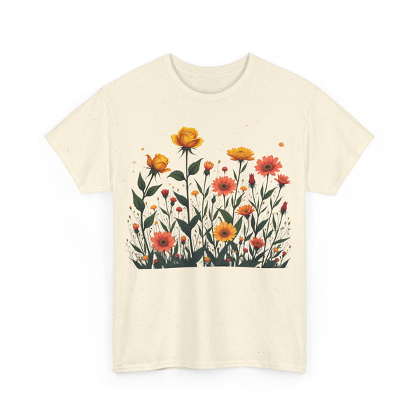 Wildflowers and Yellow Roses, Graphic T-Shirts for Women, Floral Shirt, Womens Short Sleeve, Ladies Graphic Tees #5026TTS