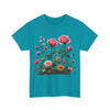 Wildflowers and Pink Roses, Graphic T-Shirts for Women, Floral Shirt, Womens Short Sleeve, Ladies Graphic Tees #5013TTS