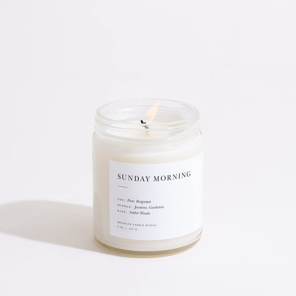 Brooklyn Candle Studio Sunday Morning Minimalist Candle | Luxury Scented Candle | Vegan Soy Wax | Hand Poured in The USA | 50 Hour Slow Burn Time | 7.5 oz