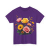 Wildflowers and Pink & Yellow Roses, Graphic T-Shirts for Women, Floral Shirt, Womens Short Sleeve, Ladies Graphic Tees #5146TTS
