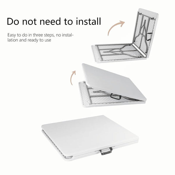 VTOY 8FT(30" x 96") Folding Table, Indoor Outdoor Heavy Duty Picnic Table with Carrying Handle,Plastic Fold up Table for Picnic, Party, Camping,Office - White (8FT)