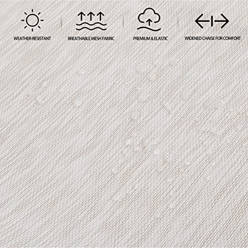 MUPATER 4-Fold Patio Chaise Lounge Chair for Outdoor with Detachable Pocket and Pillow, Portable Sun Lounger Recliner for Beach, Camping and Pool, Cream White