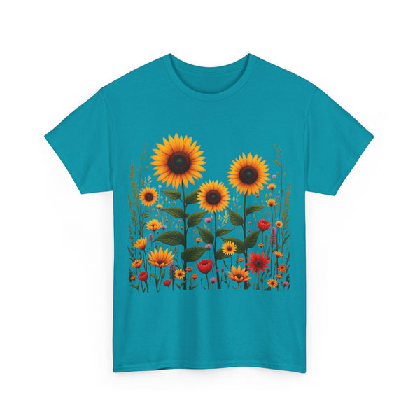 Sunflowers & Wildflowers, Graphic T-Shirts for Women, Floral Shirt, Womens Short Sleeve, Ladies Graphic Tees #5154TTS