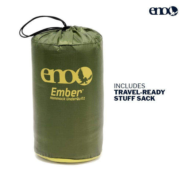 ENO Ember UnderQuilt - Protective and Warm Hammock Quilt with Recycled Synthetic Insulation - for Camping, Hiking, Backpacking, Festival, Travel, or The Beach - Evergreen