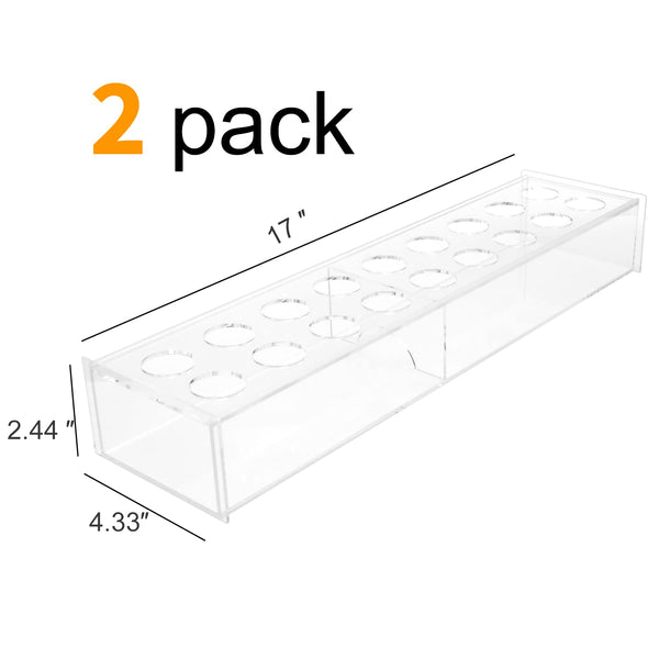 2 Pack Clear Acrylic Vase for Flowers, 17 Inch Long Rectangular Vase with 18 Holes, Low Floral Modern Vases for Centerpieces for Wedding Table and Dinning Room