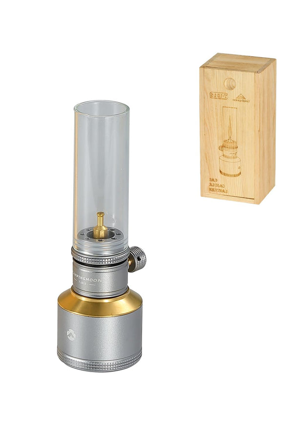 CAMPINGMOON Camping Gas Lantern Gas Candle with Empty Tank Wooden Lantern Case T-1D15 (Gas Lantern T-1D15)