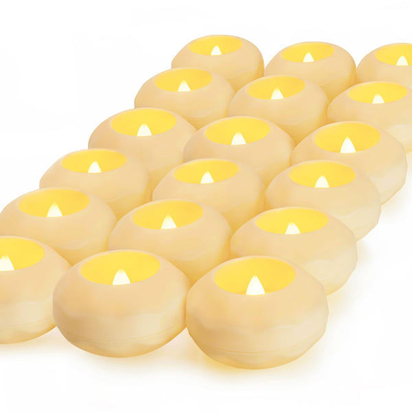Homemory 24 Pack 100+ Hour Flameless Led Floating Candles, 3β Battery Operated Flickering Waterproof Tealights for Cylinder Vases, Centerpieces at Wedding, Party, Pool, Holiday (Ivory)